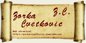Zorka Cvetković vizit kartica